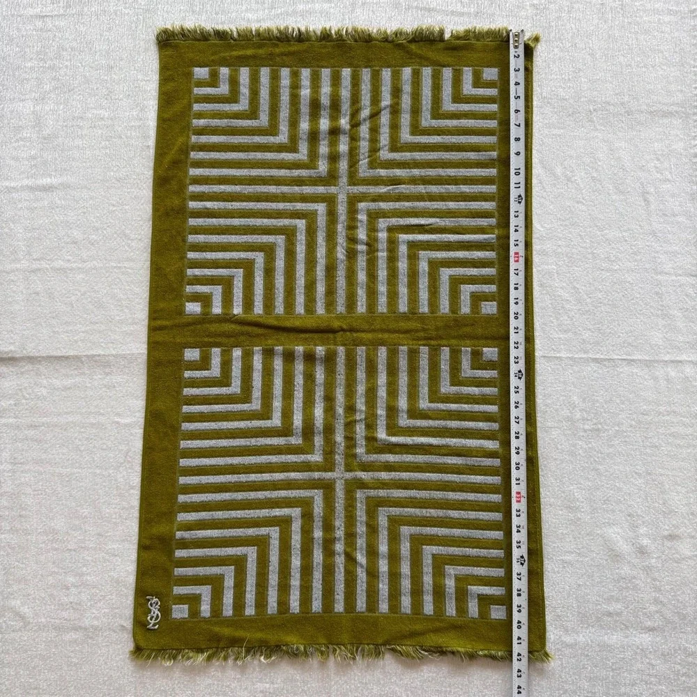 Vintage Yves Saint Laurent Fieldcrest Bath Towel Geometric MCM Fringe USA